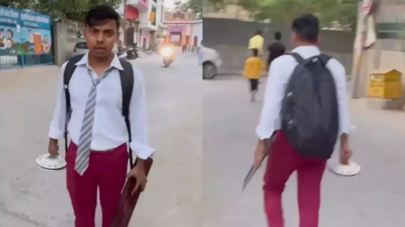 झूले पर लटक कर करतब दिखाने लगा बच्चा, देखकर लोग हुए हैरान…