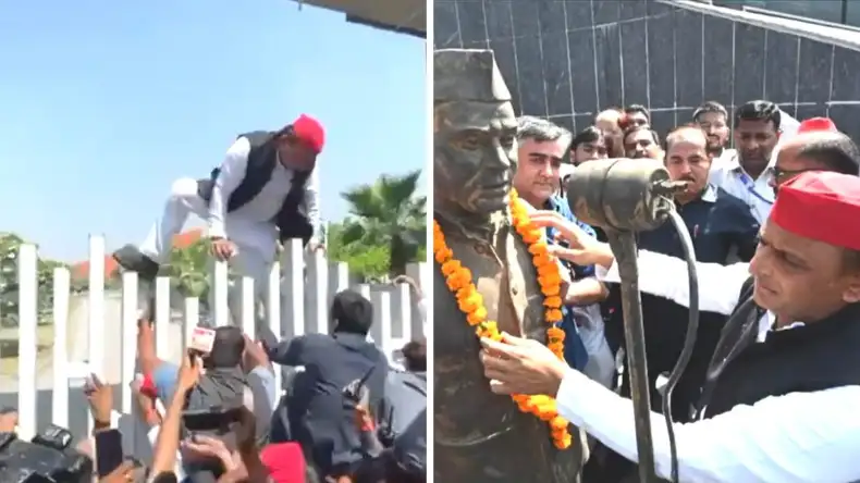 न कटेंगे, न बंटेंगे, पीडीए के साथ रहेंगे, योगी के ‘कटेंगे तो बटेंगे बयान पर पलटवार करते हुए, सपा कार्यालय के बाहर लगे पोस्टर