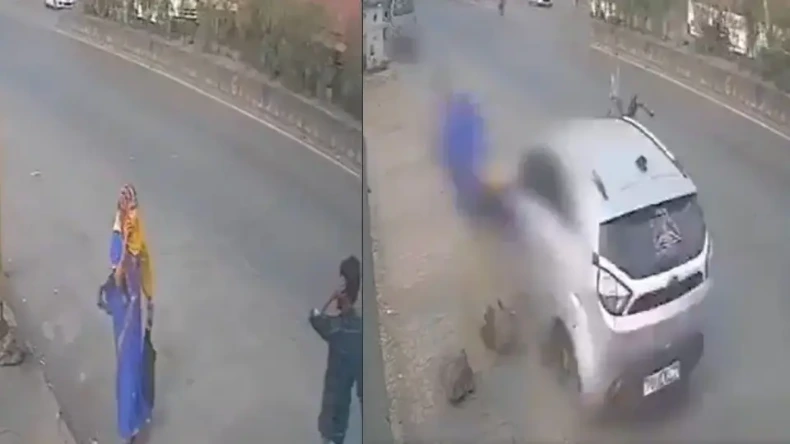 बुलेट की स्पीड से आई कार और हवा में उड़े दो लोग, रोंगटे खड़े कर देगा यह वीडियो