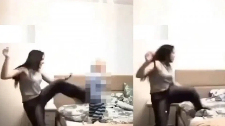 TikTok बनाने की लत, मासूम बच्चे को मारी जोरदार लात, वीडियो वायरल