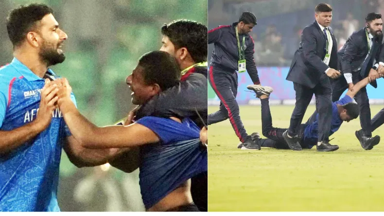 चैंपियंस ट्रॉफी में हंगामा! पाकिस्तानी फैन ने बीच मैदान में घुसकर अफगान खिलाड़ी की पकड़ ली कॉलर, सुरक्षा व्यवस्था फेल!