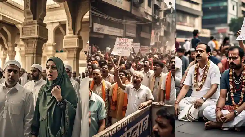 मुसलमानों ने बताया मंदिर को वक्फ की संपत्ति, हिन्दुओं की हुंकार, बैठे विरोध प्रदर्शन पर