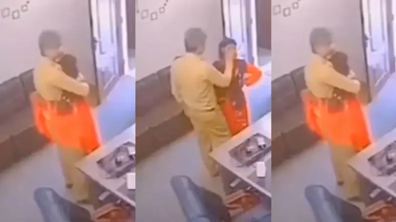VIDEO: लड़की के आते ही लिपटकर चूमने लगा, पुलिस स्टेशन में परवान चढ़ा पुलिस वाले का प्यार, CCTV में अश्लील हरकत कैद