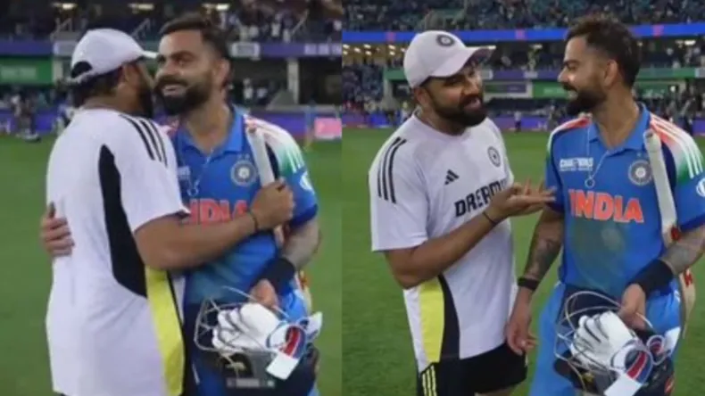 मोमेंट है भाई! कोहली के मैच जिताते ही दौड़े-दौड़े मैदान पर पहुंचे रोहित, किंग को गले लगाकर कह दी ये बात