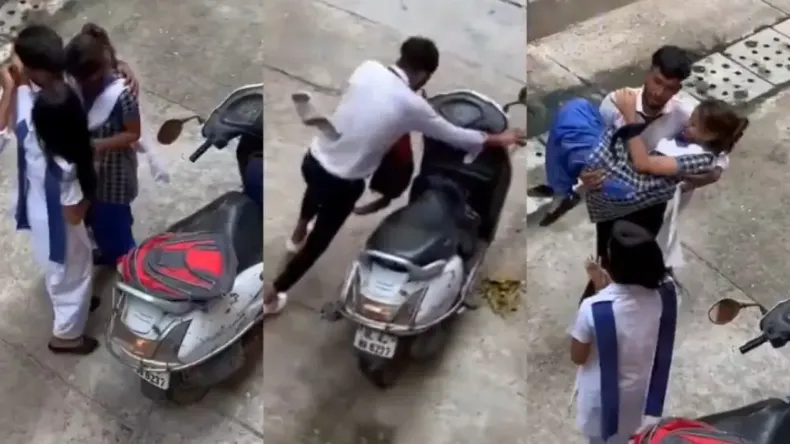 लड़की को गोद में उठाकर KISS करने लगा लड़का, ऊपर से आई आवाज फिर जो हुआ…, VIDEO देखकर मजा आ जाएगा