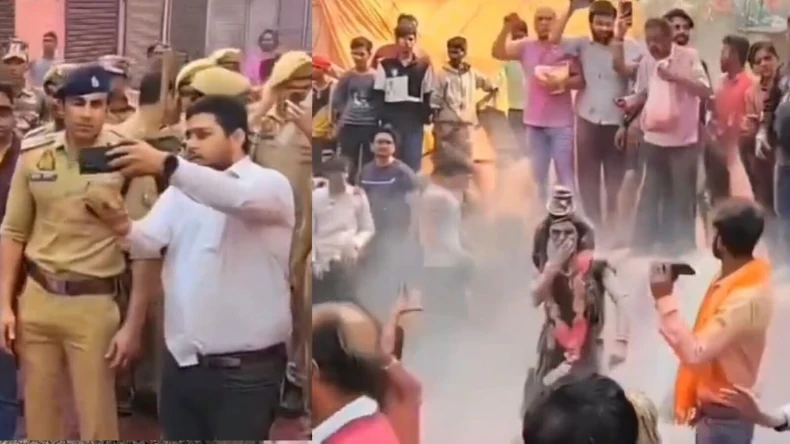 हर हर महादेव के जयकारे के साथ संभल मस्जिद के पास पहुंचा हिंदुओं का हुजूम, चट्टान बनकर खड़े हैं CO अनुज चौधरी, खुशी से झूम रहे लोग