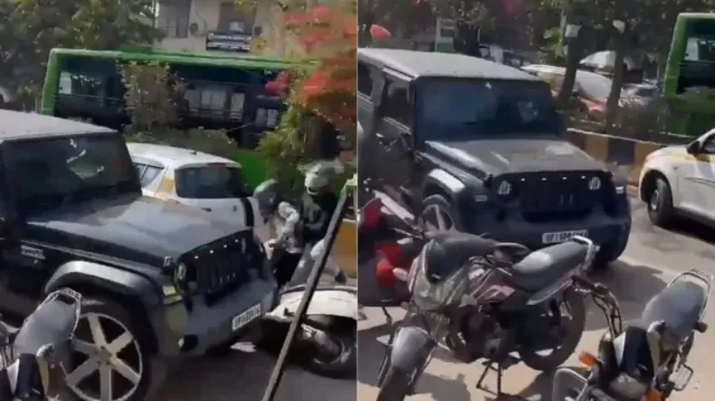 नोएडा कार मार्केट में थार ने मचाया कोहराम, गाड़ी सीज, कटा मोटा चालान!