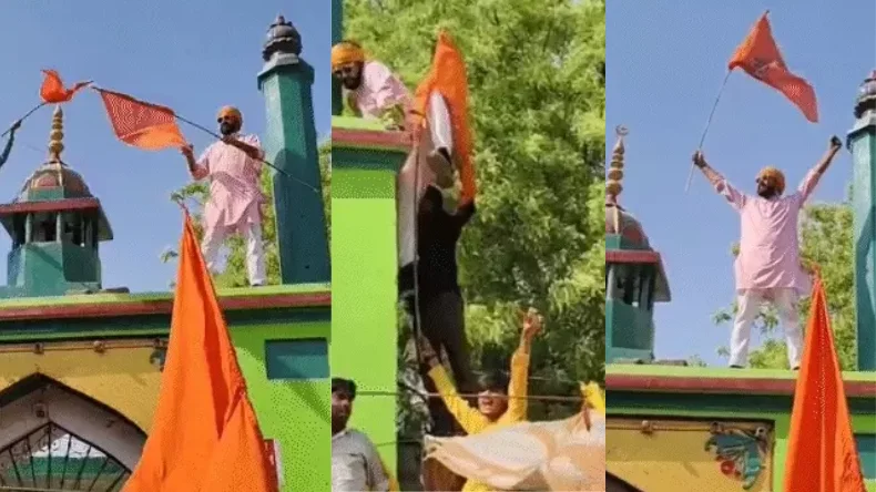 दरगाह हटाओ, यहां मंदिर था! प्रयागराज में राम नवमी पर हिन्दुओं ने मजार पर चढ़कर लगाए ‘जय श्री राम’ के नारे
