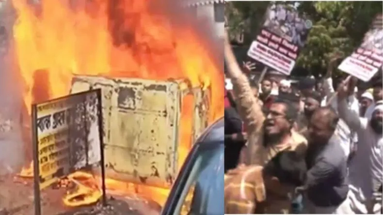वक्फ संशोधन कानून के खिलाफ बंगाल में विरोध प्रदर्शन, मुर्शिदाबाद में हिंसा, NH-12 जाम…पुलिस वाहनों में आग
