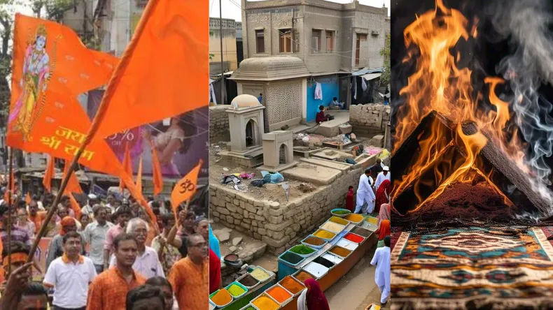 राम नवमी के दिन हुआ बवाल, मुस्लिमों के कब्रिस्तान में की गई तोड़फोड़, मजार के चादर को किया गया आग के हवाले