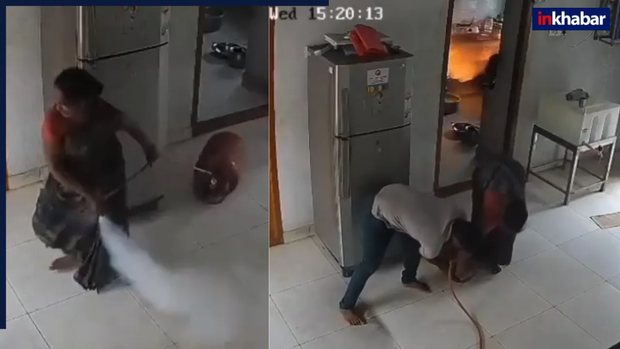 सिलेंडर से लीक हो रहा था गैस, तभी किचन से निकली चिंगारी से लगी भयंकर आग, मौत को टक से छूकर वापस आ गए पति-पत्नी, देखें Video